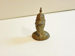 Victorian Era Lead Bust of a German Officer with Pickelhaube