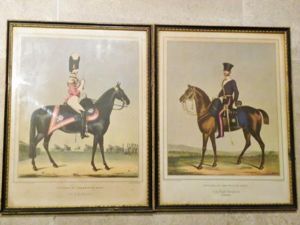 Attractive Pair of Vintage Framed & Glazed  Prints 'Officers of the British Army.