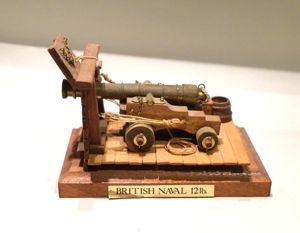 Vintage Hand Made Model in Wood of a British Naval 12lb Cannon