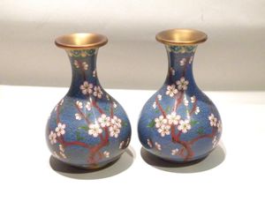 Pretty Pair of Oriental Cloisonne Vases
