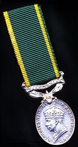 United Kingdom: Efficiency Medal. GVI obverse 1st type (1937-1947). With 'Territorial bar. Miniature Medal