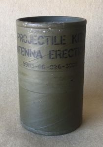 1960's Australian, Vietnam era, projectile antenna erection kit in canister for use with the S.L.R. rifle