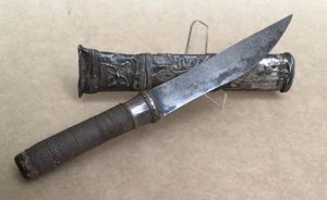 Antique Southeast Asian Thai- Burmese Dagger Knife Dha Dah In Silver