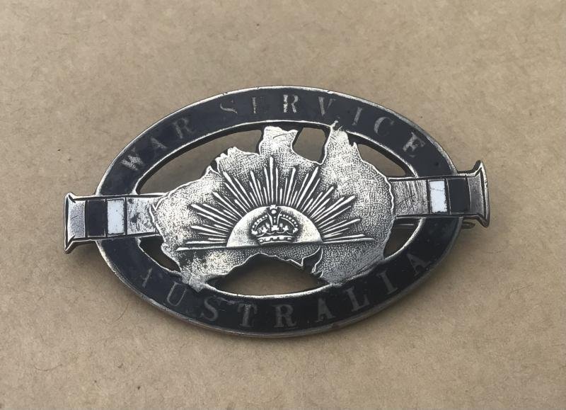 Australia Rare WW1 'War Servcie ' Badge for Female Staff of the AIF HQ in London