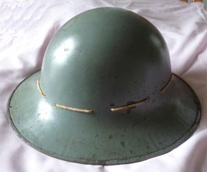 WW2 British Civilian Protective Helmet (ie. Fire-watchers helmet, etc.) often called a 'Zuckerman Helmet'.