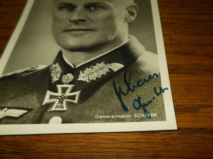 WW II German Army Autograph – GENERAL THEODOR SCHERER – Wartime Signed Postcard — image 3