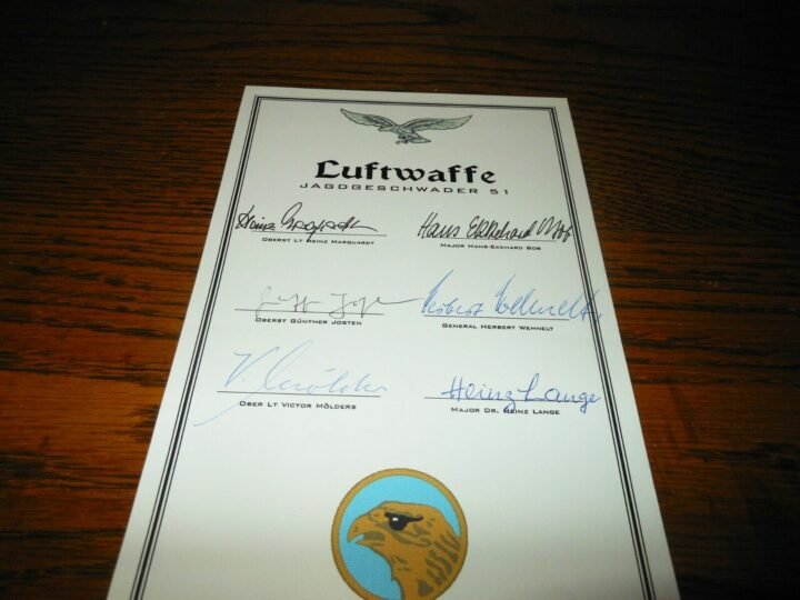 GERMAN FIGHTER PILOT AUTOGRAPHS x6 GROUPING CARD – JG51 – NICE! — image 3