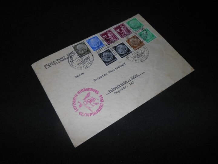 1936 BERLIN OLYMPICS β HINDENBURG FLOWN COVER / ENVELOPE β VERY NICE!