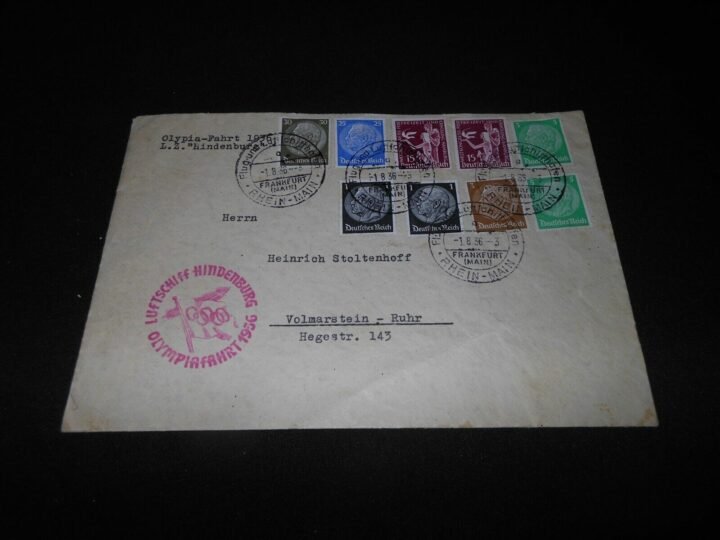 1936 BERLIN OLYMPICS – HINDENBURG FLOWN COVER / ENVELOPE – VERY NICE! — image 2