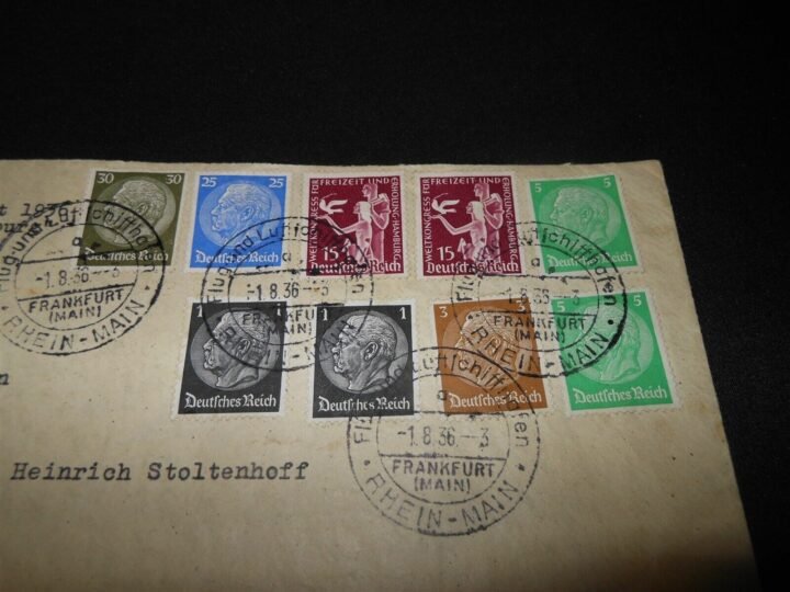 1936 BERLIN OLYMPICS – HINDENBURG FLOWN COVER / ENVELOPE – VERY NICE! — image 3