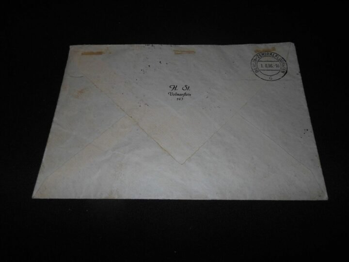 1936 BERLIN OLYMPICS – HINDENBURG FLOWN COVER / ENVELOPE – VERY NICE! — image 6