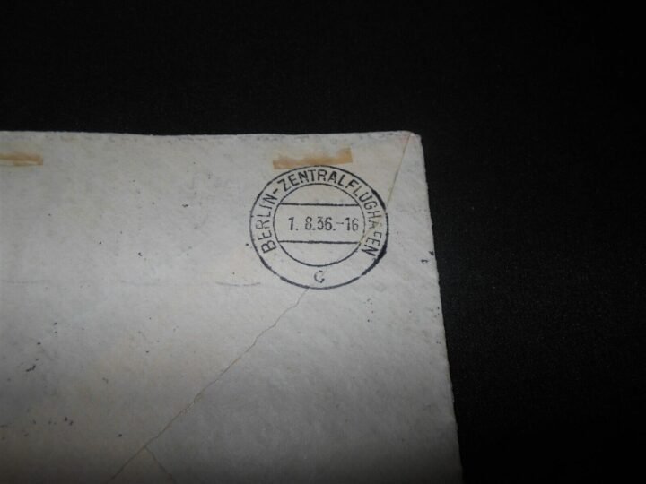 1936 BERLIN OLYMPICS – HINDENBURG FLOWN COVER / ENVELOPE – VERY NICE! — image 7