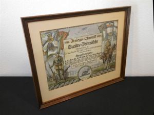 WW1 Prussian Army – NAMED PRESENTATION SERVICE CERTIFICATE – ARTILLERY – V. NICE