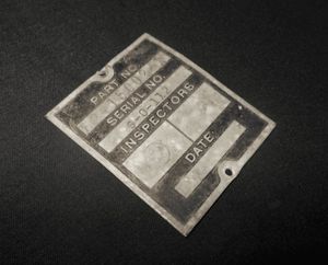 WW2 USAAF Army Aircraft – MAIN PART ACCEPTANCE DATA PLATE – B-25 Mitchell – NICE