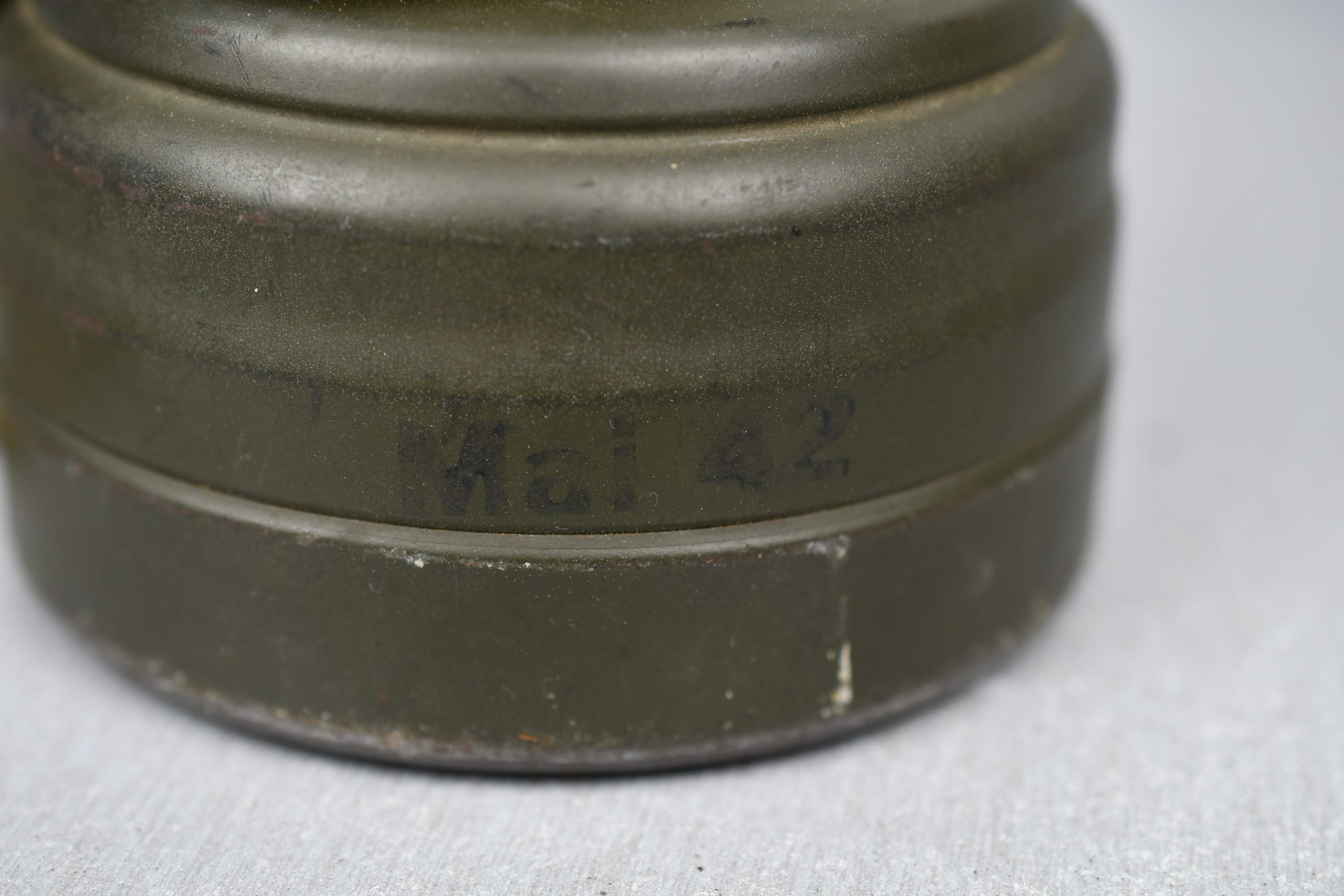 Early short M31 gas mask canister with straps and mask 1937 named and Luftwaffe unit marked L.G. Paris — image 12