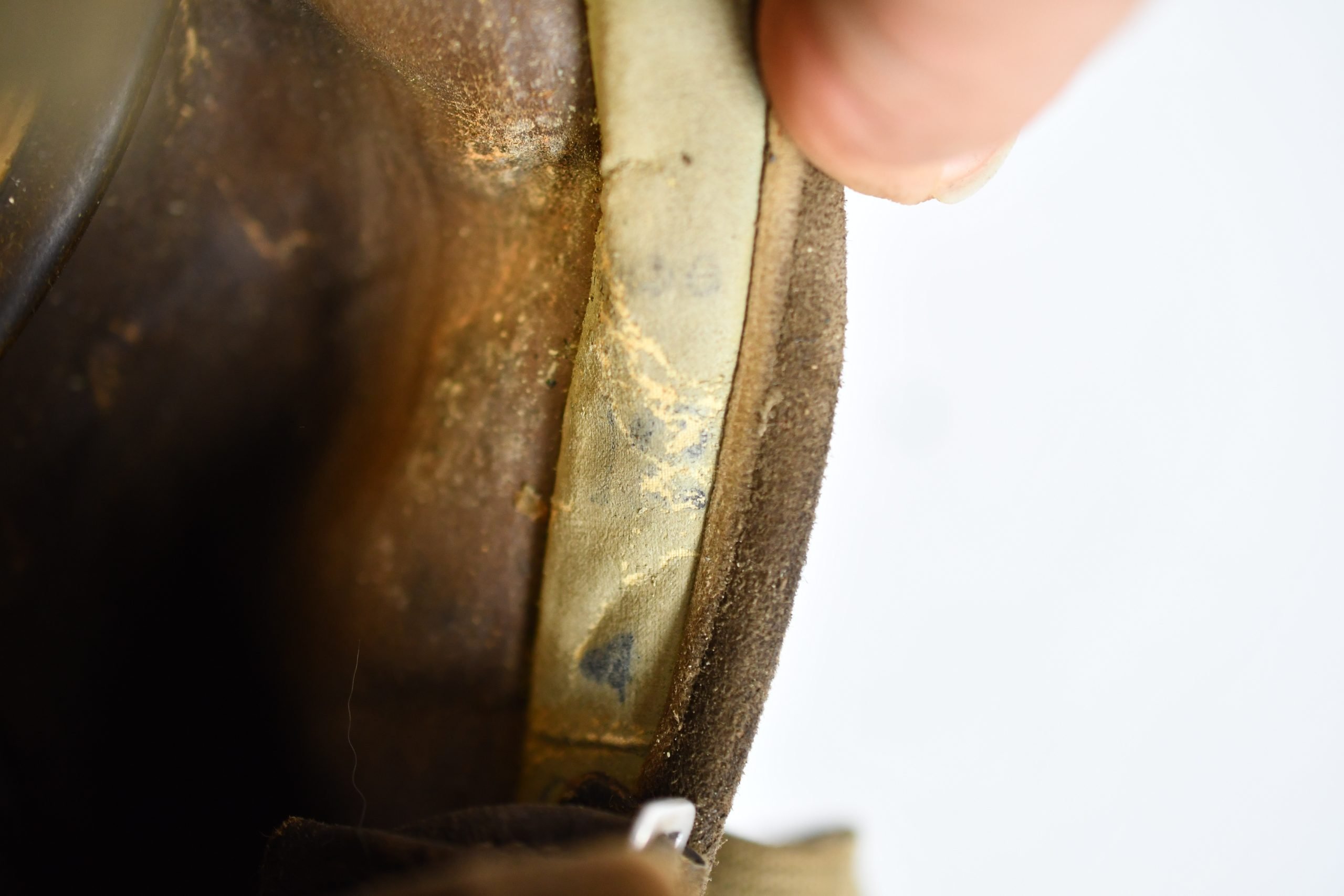Early short M31 gas mask canister with straps and mask 1937 named and Luftwaffe unit marked L.G. Paris — image 15