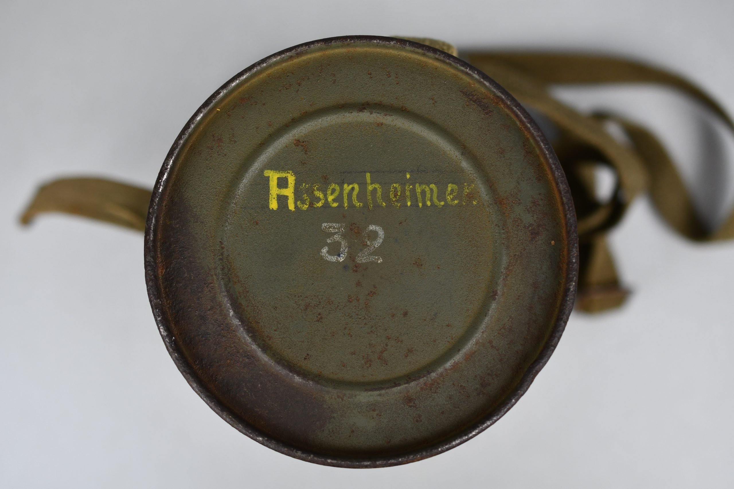 Early short M31 gas mask canister with straps and mask 1937 named and Luftwaffe unit marked L.G. Paris — image 21