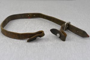 Early German helmet chin strap with aluminum buckle