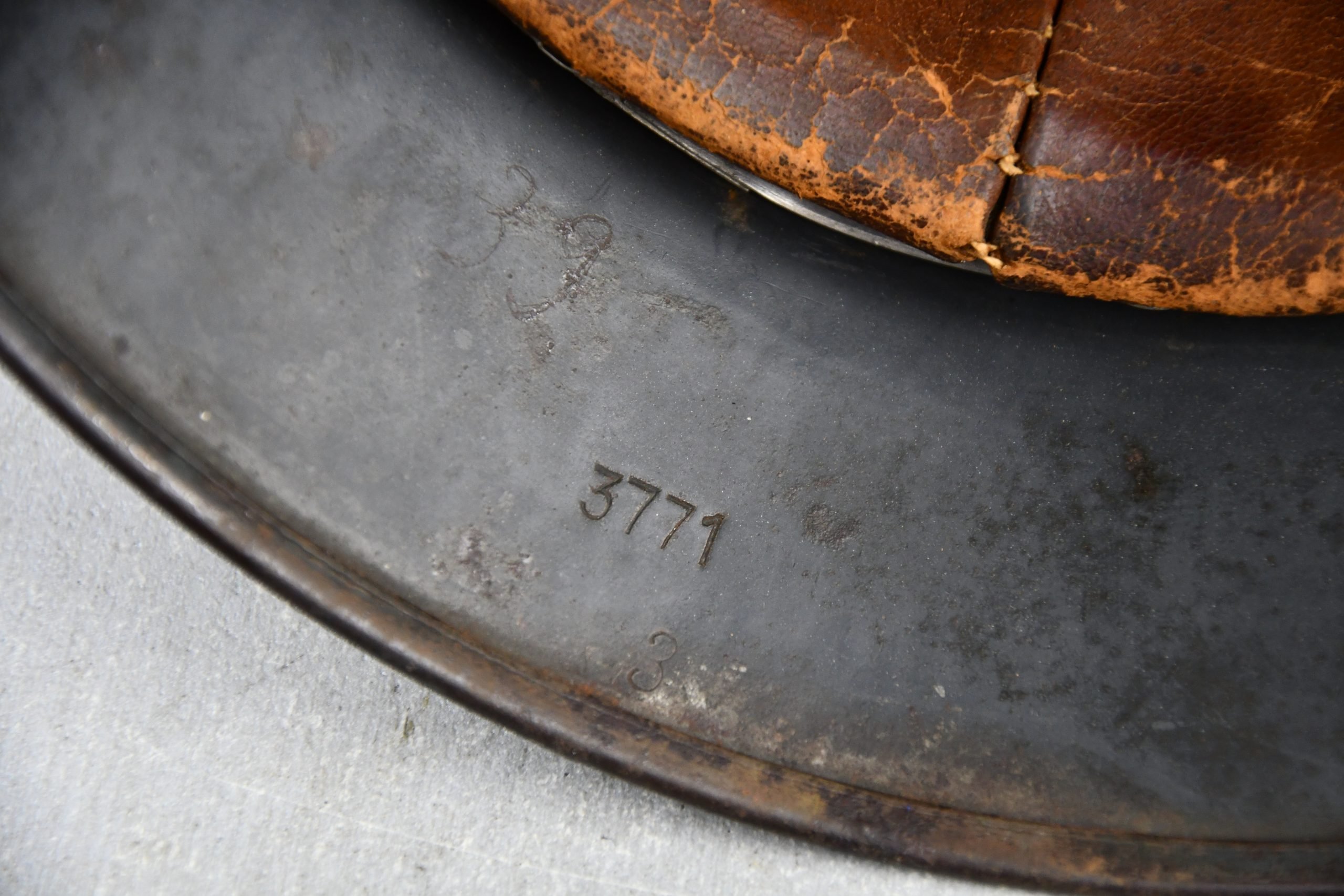 Early M35 Luftwaffe double decal steel helmet with droop tail eagle ET64 1938 — image 14