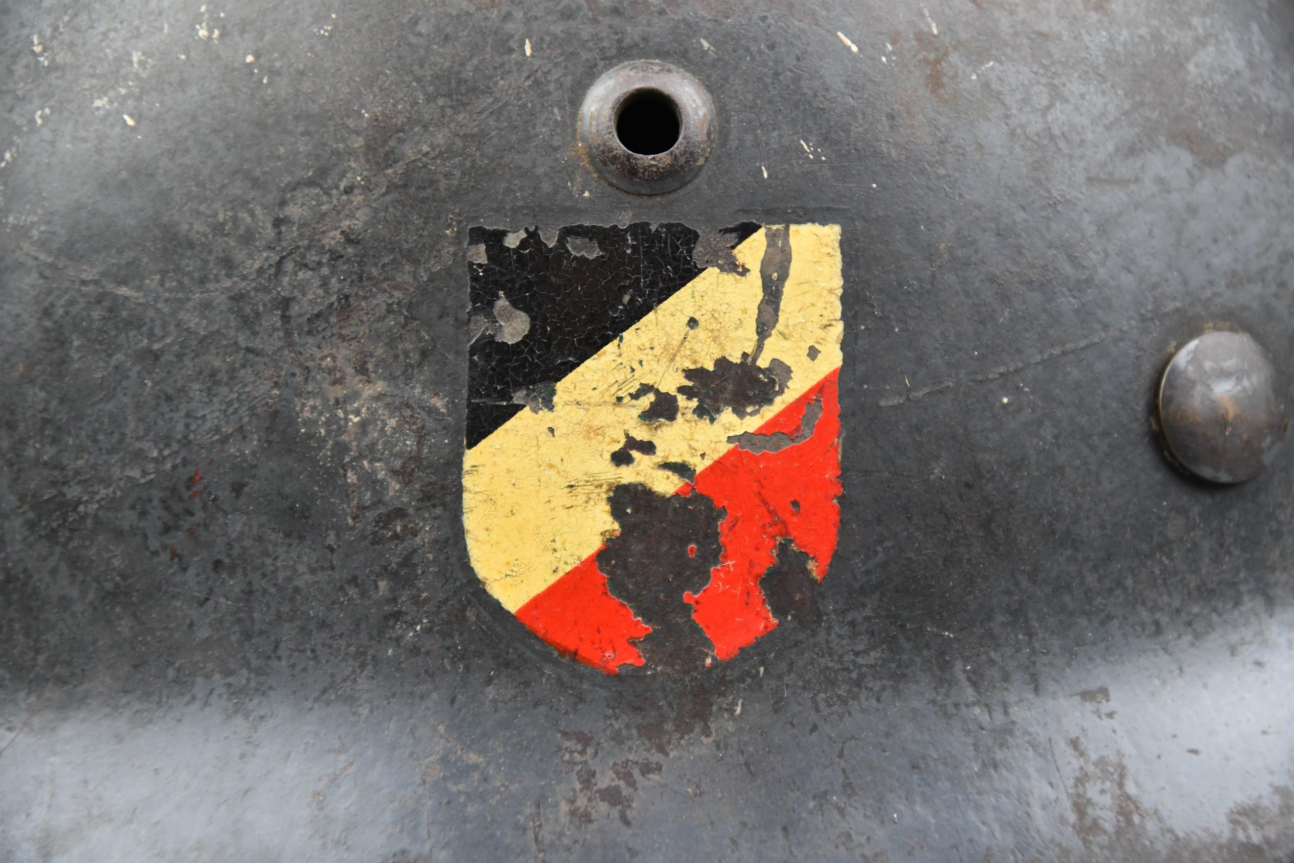 Early M35 Luftwaffe double decal steel helmet with droop tail eagle ET64 1938 — image 5