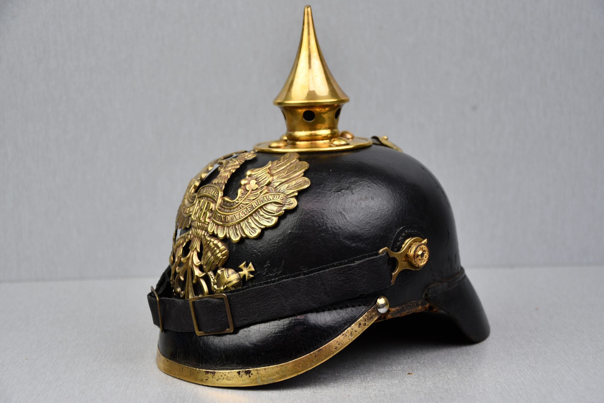 WW1 German M95 Prussian enlisted spike helmet unit marked