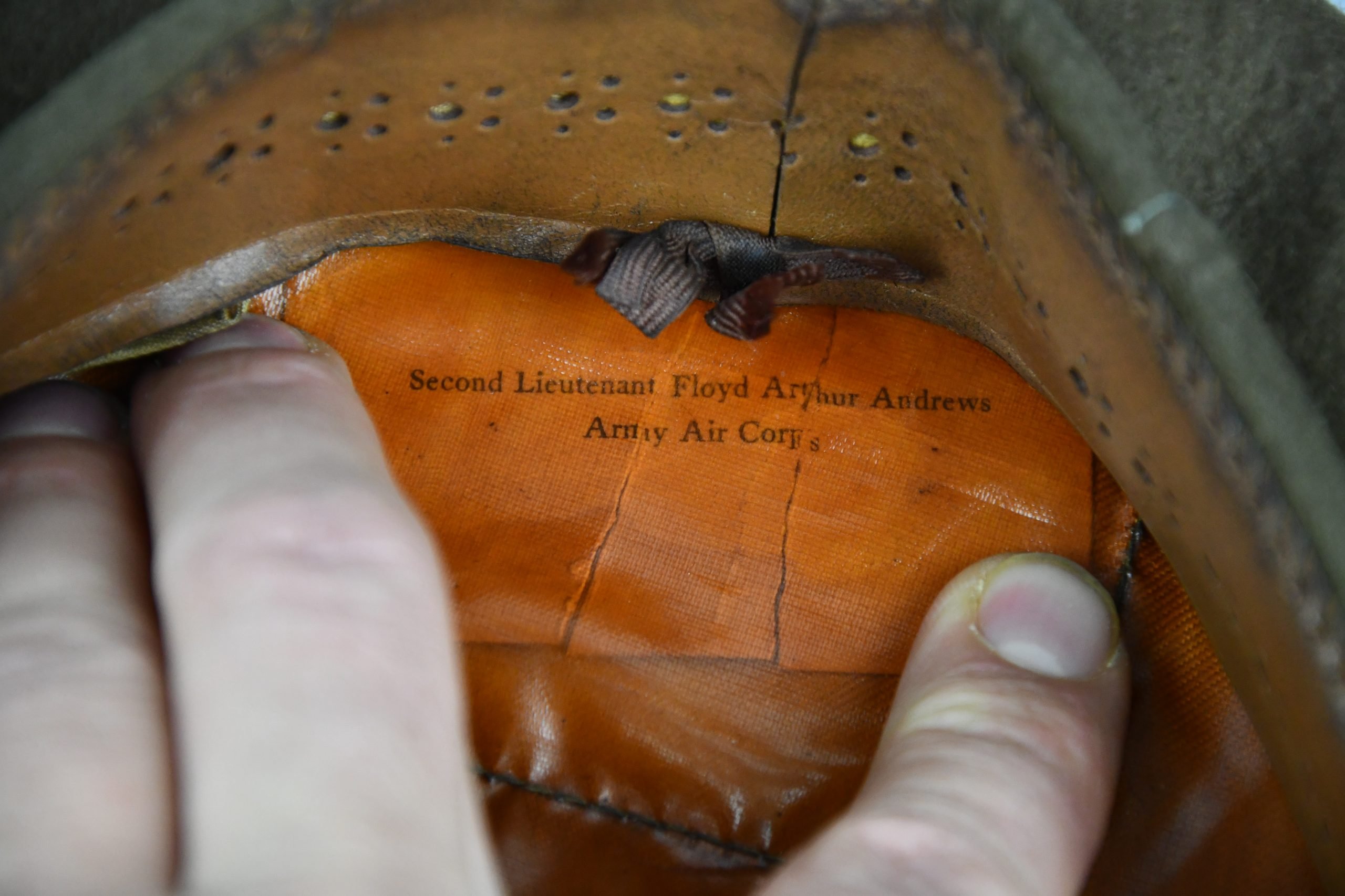 WW2 US Air Force officer pilot visor cap named to 2nd Lt. Floyd A. Andrews — image 17