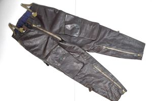 RARE Luftwaffe late-war 'Reich Defence' leather fighter pilot trousers with RBNr.