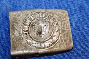 WW2 German Wehrmacht Combat Buckle RS&S FOR Richard Seiper., NICE BATTLE DAMAGE
