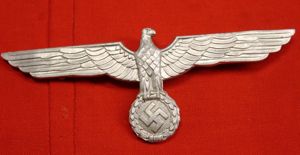 Original German WWII Wehrmacht Army Heer Summer Tunic Metal Silver Breast Eagle, mint