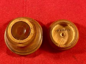 Rare Antique Watchmaker's Box Wood and Agate Stone Pocket Oil Well Pot