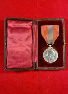 George V Imperial Service Medal – 'Coinage Head' in Original Case - Named to - EDWARD JAMES CRAWLEY