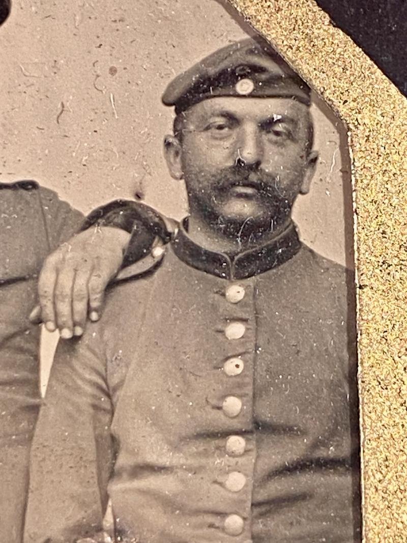 Impressive Paper Framed Tintype Photo of Three Soldiers of the Imperial German Army - Souvenir of the Year 1909 — image 6