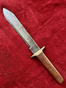 Large Bowie Knife with 10' Plain Steel Blade and English Oak Grip Scales
