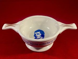 Vintage RAF Lossiemouth - Robbie Burns, Limited Edition White Ceramic Scottish Quaich Drinking Vessel by W Bates & Co.