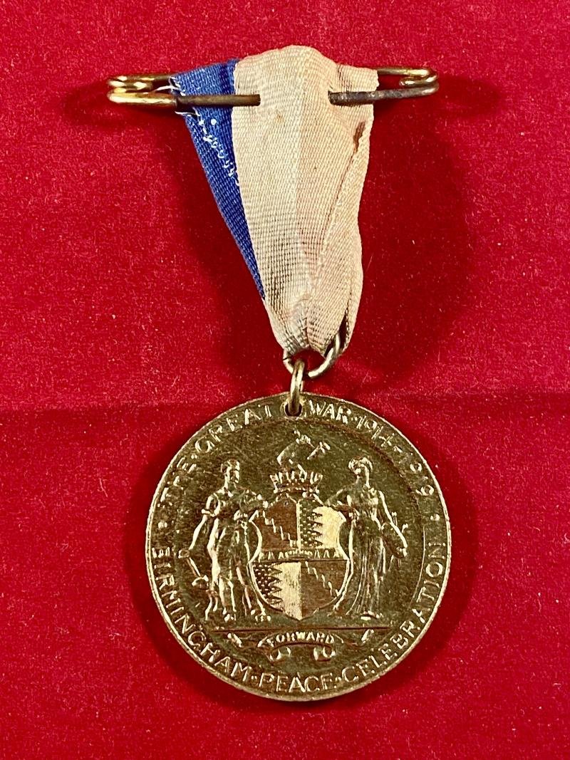 WW1 1919 Peace Medal Issued by the City of Birmingham with Original Ribbon — image 4