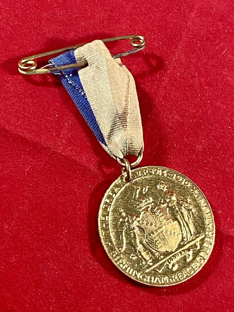 WW1 1919 Peace Medal Issued by the City of Birmingham with Original Ribbon — image 8