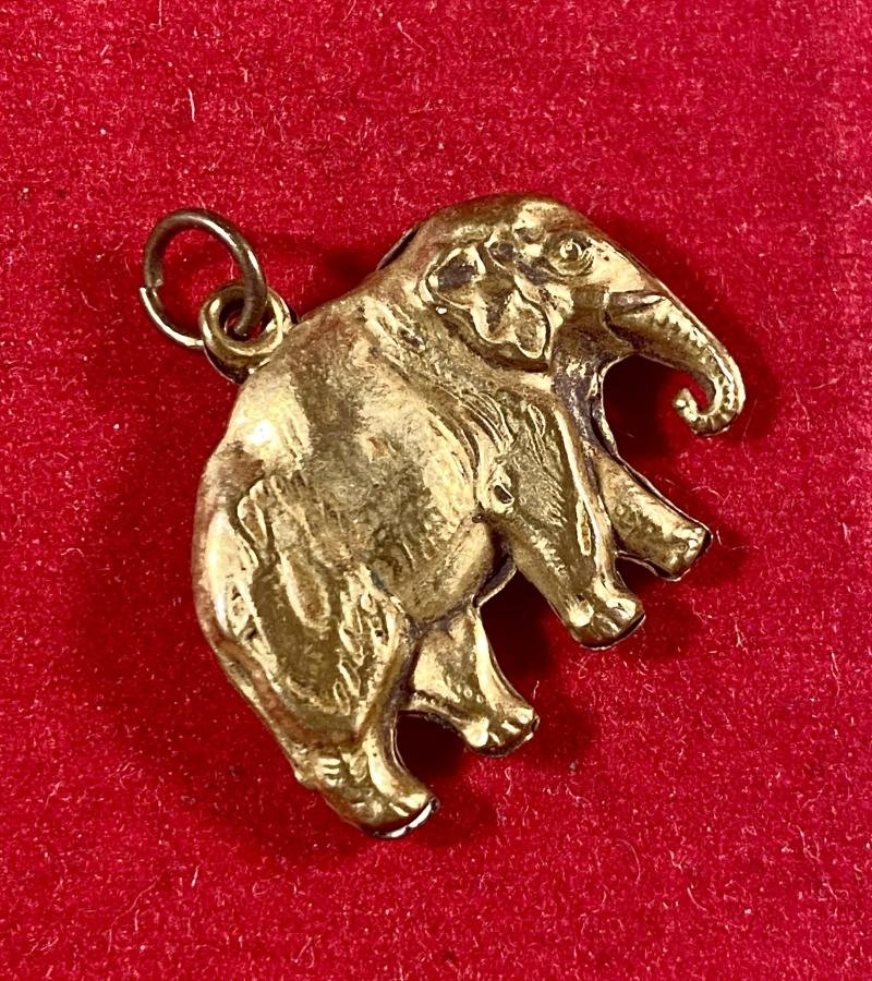 Antique Gilt Pressed Brass Elephant Charm/Pendant — image 4