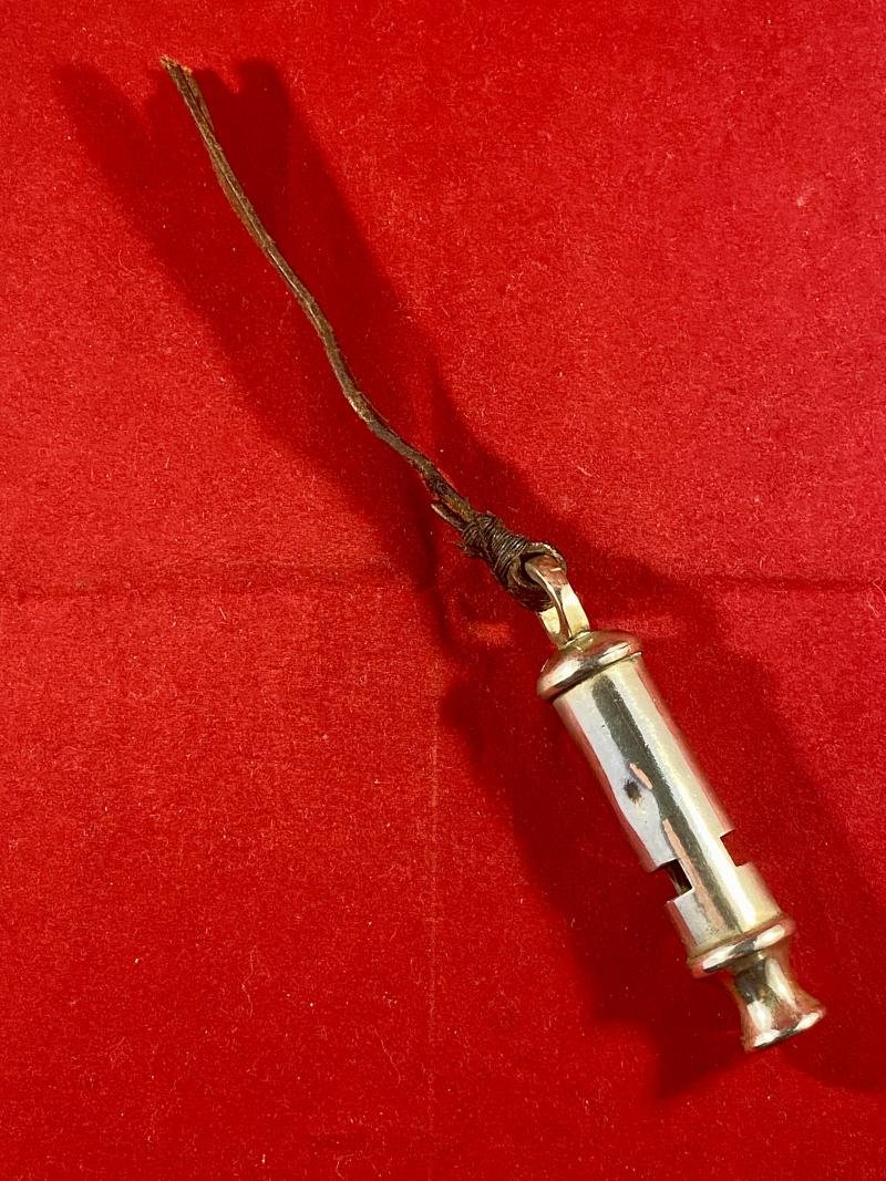 Genuine WW1 1914 British Military Officers Trench Whistle by J Hudson & Co. of Birmingham with Original Leather Strap — image 4