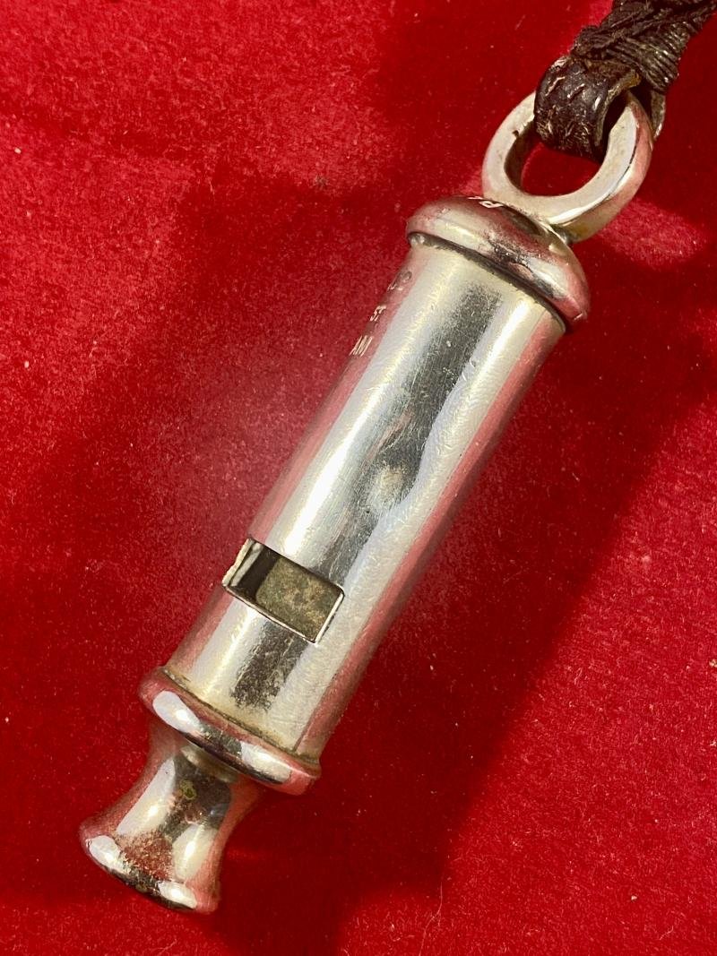 Genuine WW1 1914 British Military Officers Trench Whistle by J Hudson & Co. of Birmingham with Original Leather Strap — image 7