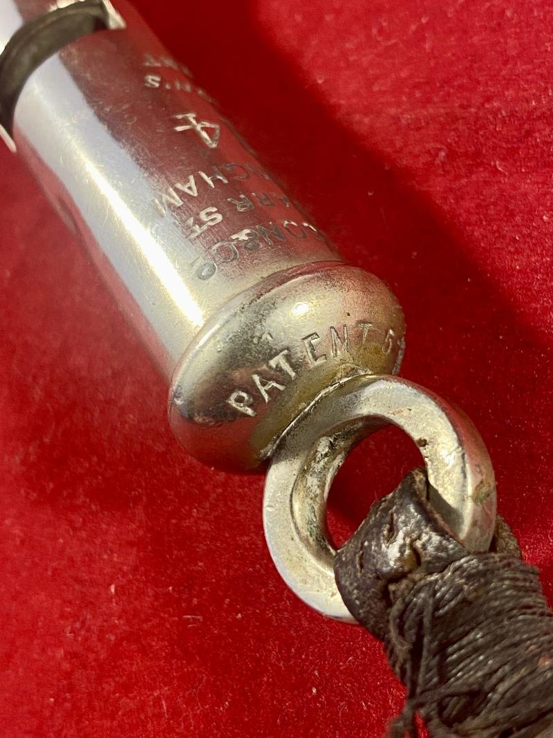 Genuine WW1 1914 British Military Officers Trench Whistle by J Hudson & Co. of Birmingham with Original Leather Strap — image 8