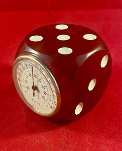 Vintage Red Bakelite 2.25' Square Dice shaped Thermometer by BLAVIA France c1930