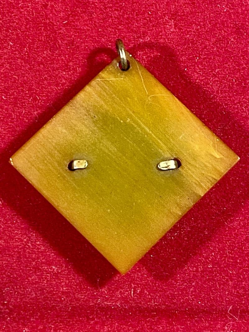 WW2 Butterscotch Bakelite Sweetheart Pendant set with a Photo of a Soldier