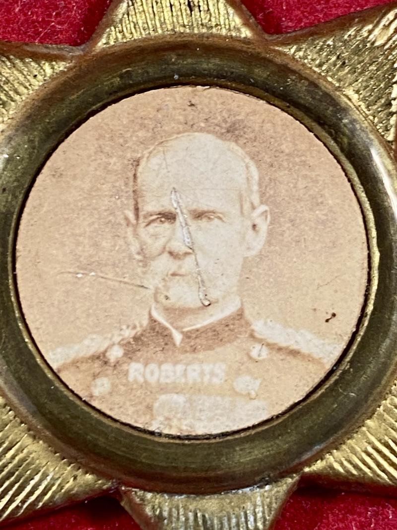 Boer War Commemorative Pressed Gilt Metal Star Shaped Pendant Depicting General Sir Field Marshal Lord Roberts c1900