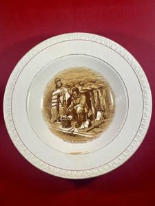 WW1 Bruce Bairnsfather 8.25' Commemorative Dish Depicting a Cooking Cartoon and the words THE HISTORICAL TOUCH – 'WELL ALFRED OW ARE THE CAKES?'