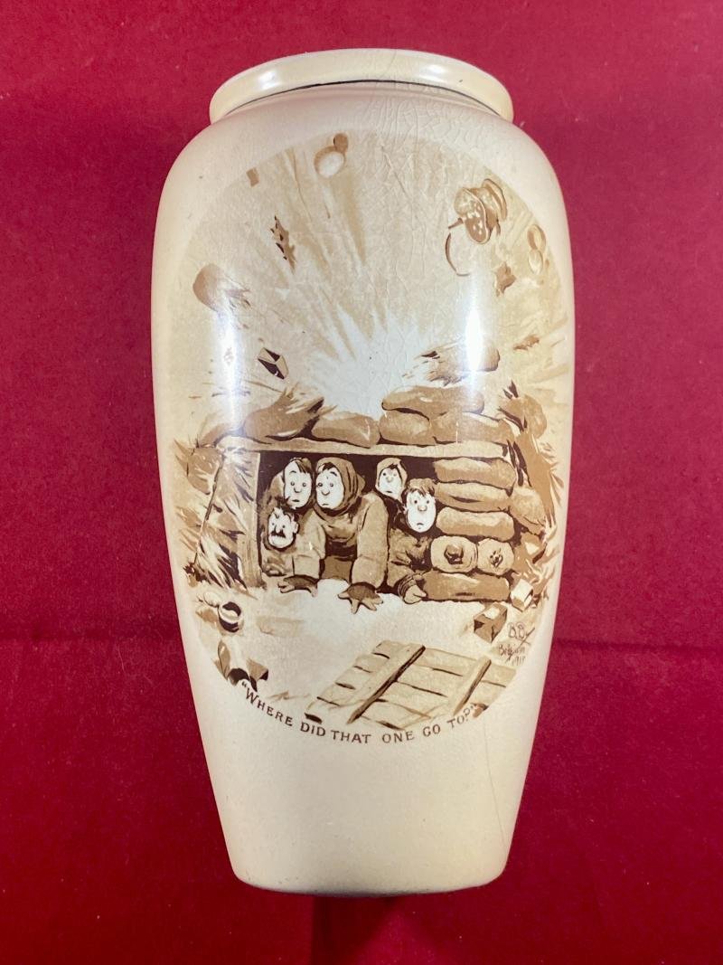 Rare WW1 Grimwades Commemorative Vase Depicting Two Bruce Bairnsfather Cartoons