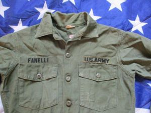 ORIGINAL US ARMY Vietnam War OG 107 UTILITY COTTON SATEEN SHIRT 15 1/2 X 35 m