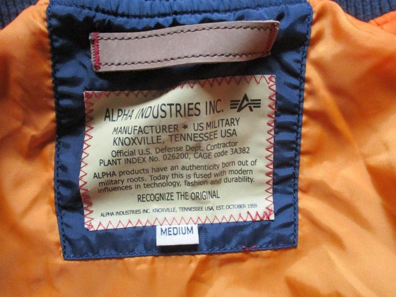 original ALPHA INDUSTRIES USA MA1 SUMMER Bomber pilot JACKET COAT navy blue M