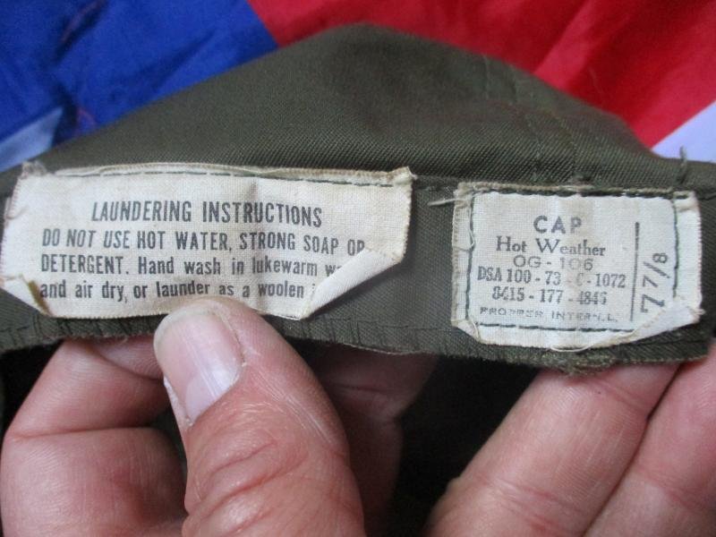 1973 US ARMY ISSUE VIETNAM WAR baseball base ball type CAP HAT OG GREEN platoon
