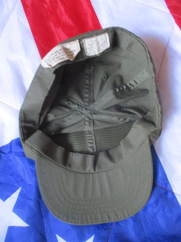 1973 US ARMY ISSUE VIETNAM WAR baseball base ball type CAP HAT OG GREEN platoon