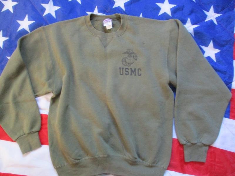 genuine USMC US marines MARINE PT ISSUE SWEATSHIRT & PANTS TRACK SUIT OG GREEN Vietnam war to MARPART Medium